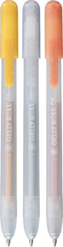 Sakura Gelly Metallic Clicker Gelschreiber 3er Set – 3 Farben, 0,5 mm, schnelltrocknend, Druckmechanik