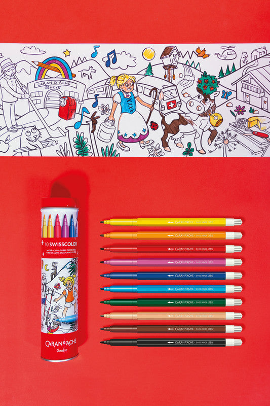 Caran d-Ache Caran d'Ache – Filzstifte Swisscolor, Strichbreite 2,8 mm, auswaschbar, 10 Farben
