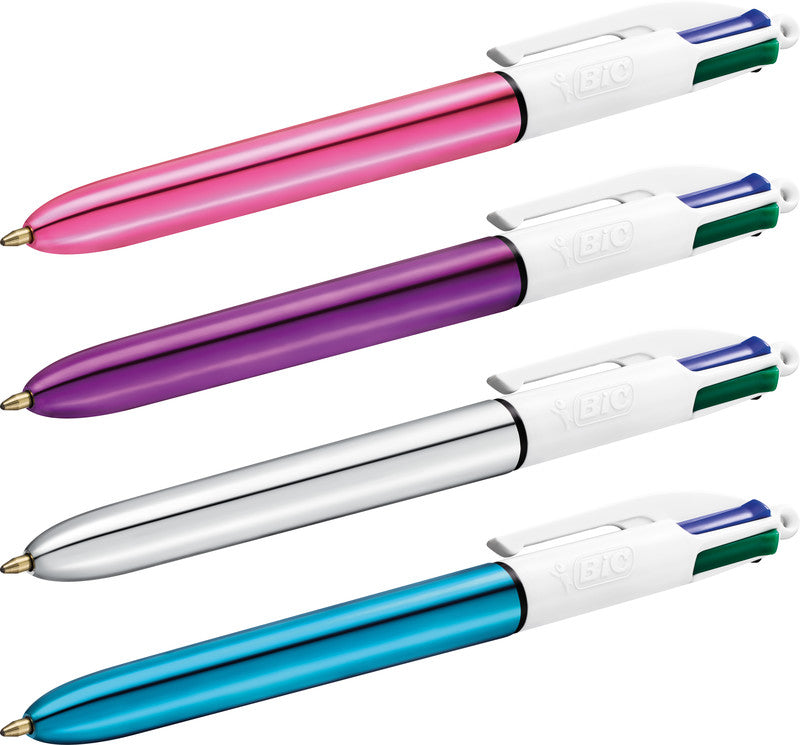 BIC Kugelschreiber – pink, violett, silber und türkis, Kunststoff