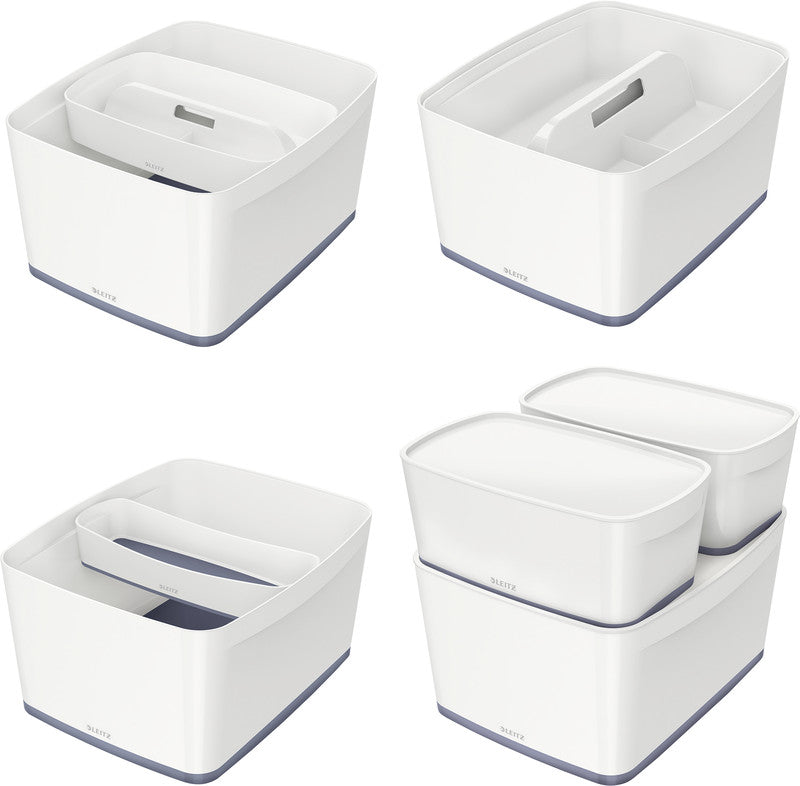 Leitz Aufbewahrungsbox MyBox – ABS-Kunststoff, weiss/grau, 31,8 × 19,8 × 38,5 cm