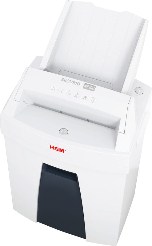 HSM Securio AF100 – Aktenvernichter mit Autofeed 100 Blatt, DIN P-4, Partikelschnitt 4 × 25 mm, 7 Blatt, 25 l