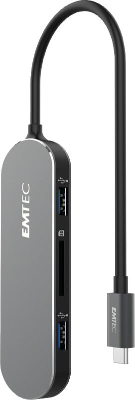 Emtec USB-Hub – für Windows und Mac OS, USB-Anschluss, silber