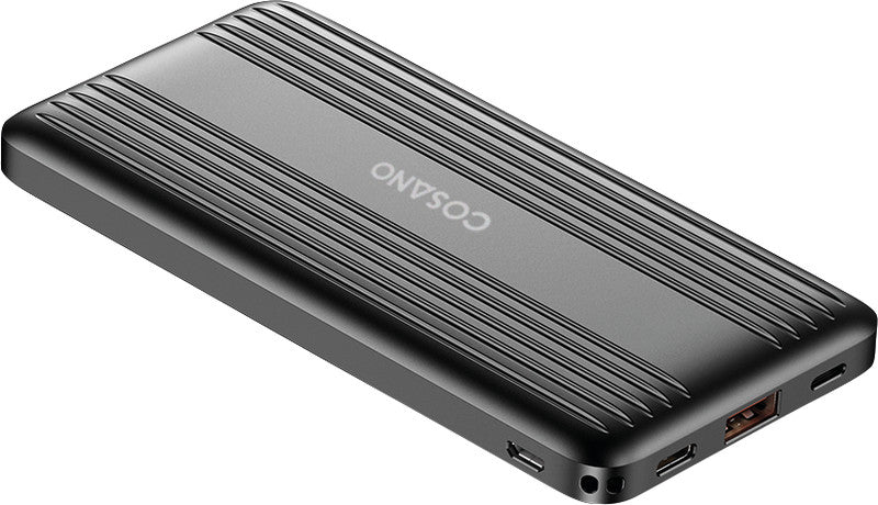 Cosano Powerbank 10000 mAh, 1× USB-C, 1× USB-A, für Smartphones, Tablets, Schwarz