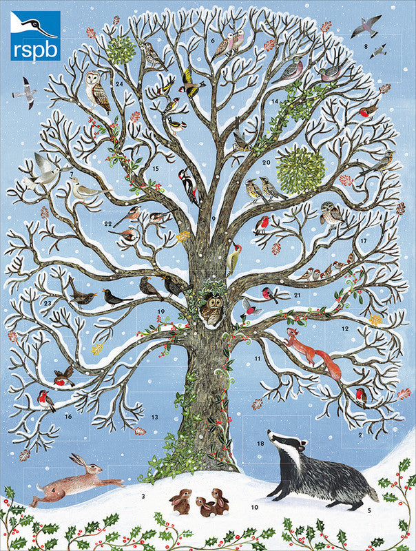 Caltime Adventskalender Winterbaum, Karton, sortiert, 24,5 × 35 cm, recyclingfähig – eco:plus