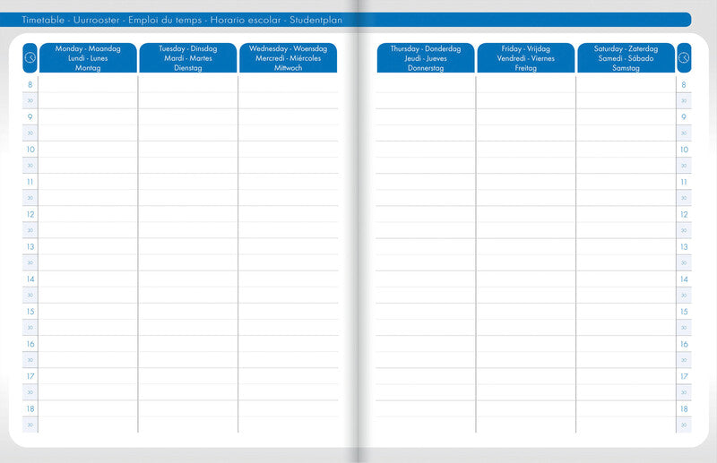 Clairefontaine When 17 Schüleragenda – 1 Woche/3 Seiten, gebunden, 17 × 22 cm, Aug–Jul, mehrsprachig, PEFC