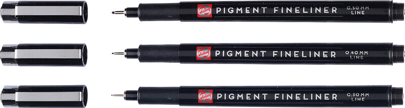 Talens Fineliner – 3er-Set – Schwarz – Wasserfest