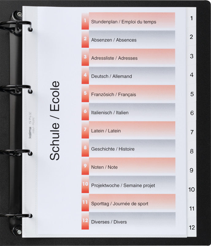 Kolma Sichtmappe Index – transparent, Kunststoff, glänzend, 95 µm, 5er-Pack