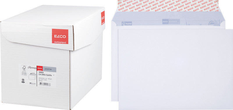 Elco Couvert C4, ohne Fenster, selbstklebend, weiss, 120 g/m², mit Innendruck – 250 Stk.