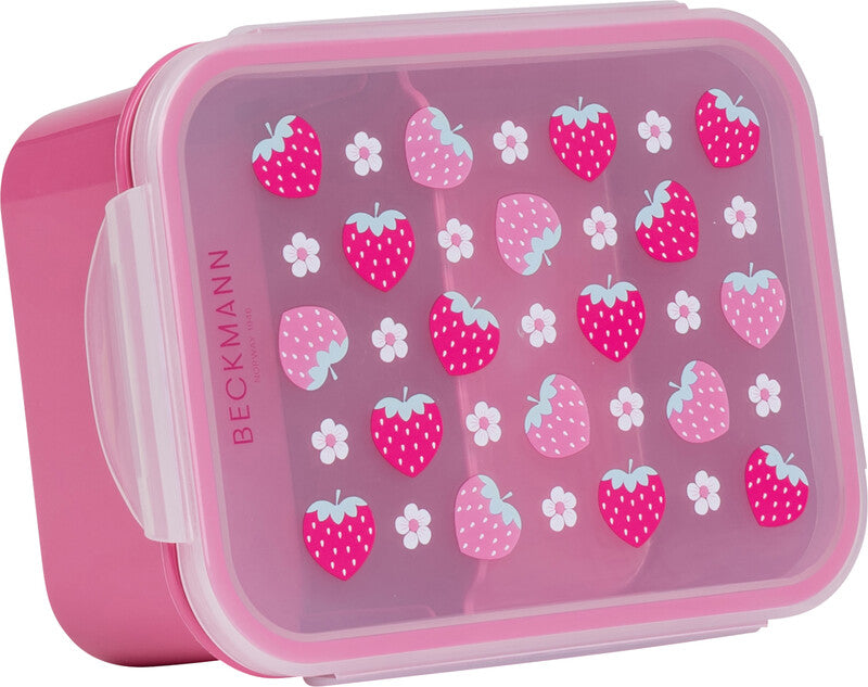 Beckmann Lunchbox Classic – 1,7 l – auslaufsicher, mit Innenteiler – PP – mehrfarbig (Strawberry)
