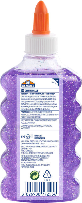 Elmer's Glitzerkleber – Violett – 177 ml – Auswaschbar, Geruchsarm – Für Basteln