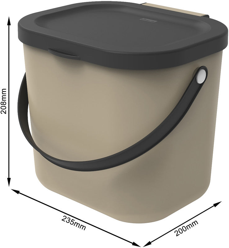 Rotho Recyclingbox Albula – 6 l – Kunststoff, rechteckig – Cappuccino