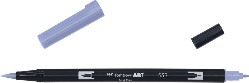 Tombow Dual Brush Pen – Nebellila, Kunststoff, wasservermalbar, Feinspitze 0,3 mm, Pinselspitze 3–10 mm