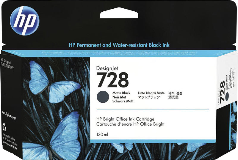 HP Tintenpatrone 728, Schwarz, 130 ml