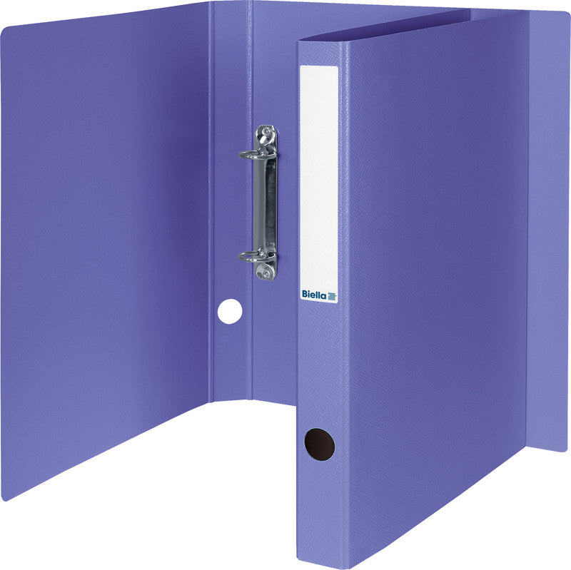 Biella Ordner – A4 hoch – 2-Ring-Mechanik, Ø 25 mm, Rücken 31 mm – violett, Karton, mit Griffloch