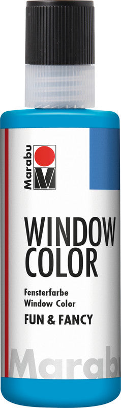 Marabu Fun & Fancy – Fenstermalfarbe – Azurblau, 80 ml, für Glas & Porzellan