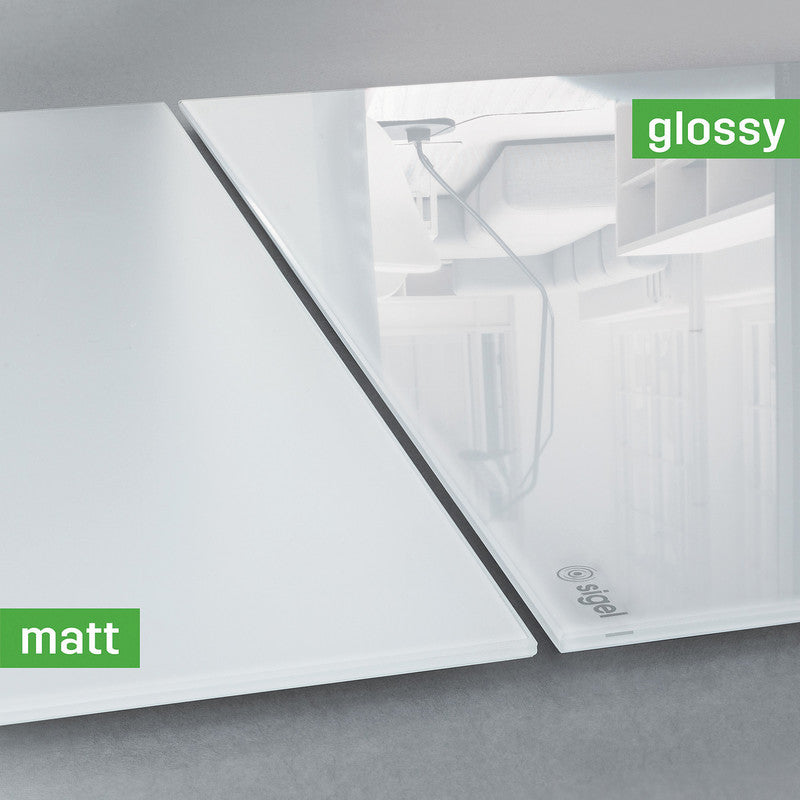 Sigel Whiteboard – 100 × 65 cm, Glas, magnetisch, Wandmontage, inkl. SuperDym-Magnetwürfel, Montagesatz