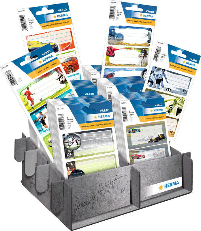 HERMA Vario Schuletiketten – Motiv sortiert – 35 × 76 mm, abgerundete Ecken, Papier, permanent haftend