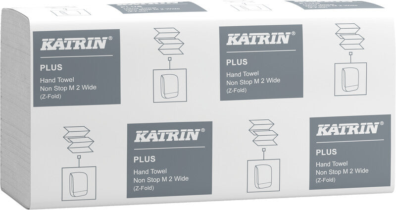 Katrin Falthandtuch Non-Stop L – Z-Falz, 2-lagig, Zellstoff, Weiss, 240 × 240 mm, für Katrin Inclusive Medium