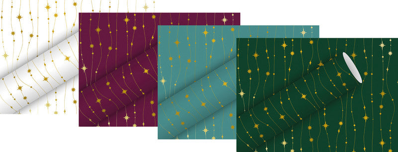 Braun + Company Geschenkpapier Rolle – Glitzerkette, Weihnachten – seidenmetallisiert – 70 cm × 2 m