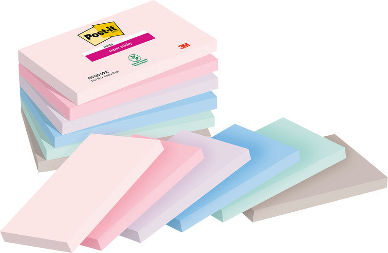Post-it Haftnotizen Super Sticky Soulful Collection – 127×76 mm – sortiert, 6×90 Blatt, PEFC