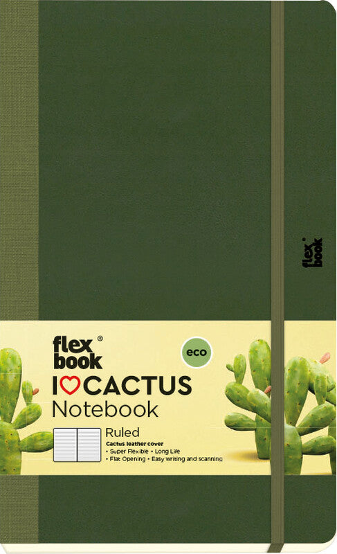 Flexbook Notizbuch – 130 × 210 mm – 192 Seiten – 100 g/m² – gebunden, Gummiband, abgerundete Ecken, grün