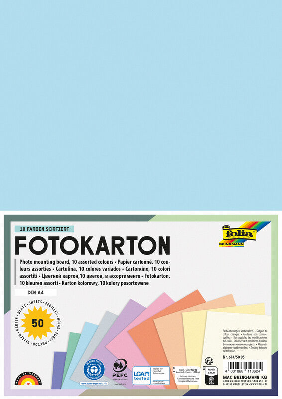 Folia Fotokarton – A4 – 300 g/m² – pastell, sortiert – 50 Blatt
