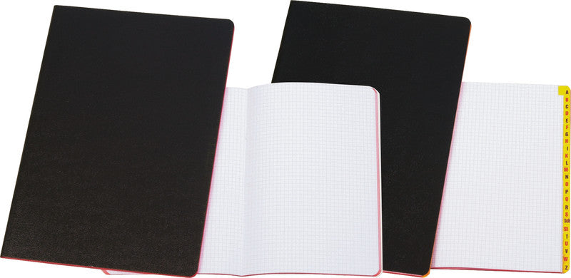 Ingold-biwa Wachstuchheft A5, kariert, Klammerheftung, Wachstuch-Einband, 144 Seiten, 80 g/m² – schwarz