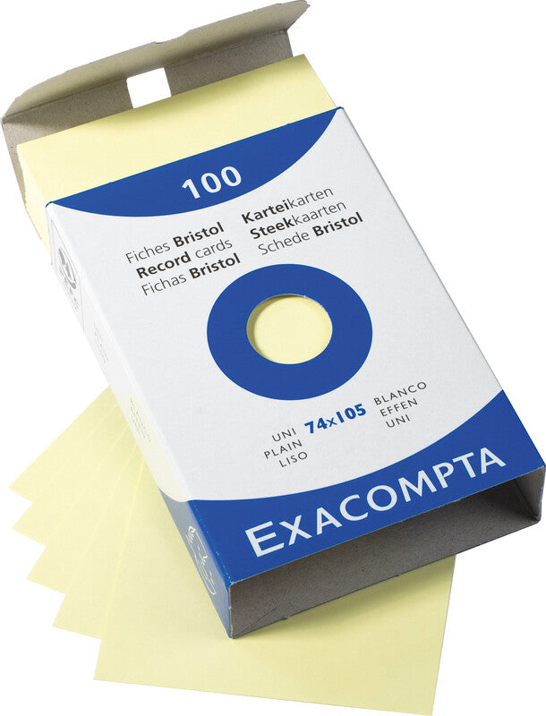 Exacompta Karteikarte A7 quer, blanko, gelb, 205 g/m², Karteikarton – 100 Stück