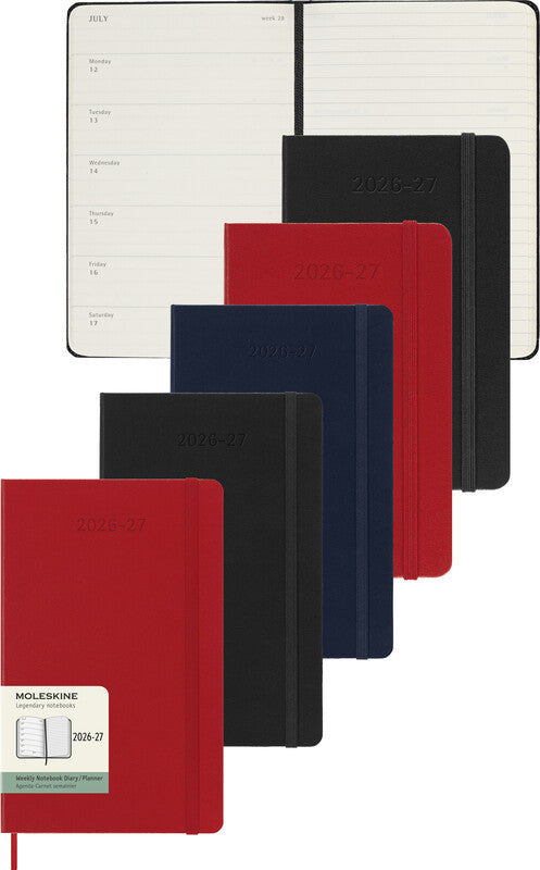 Moleskine Schüleragenda – 1 Woche/1 Seite, gebunden, 13 × 21 cm, 18 Monate Jul–Dez, Englisch, Schwarz, FSC
