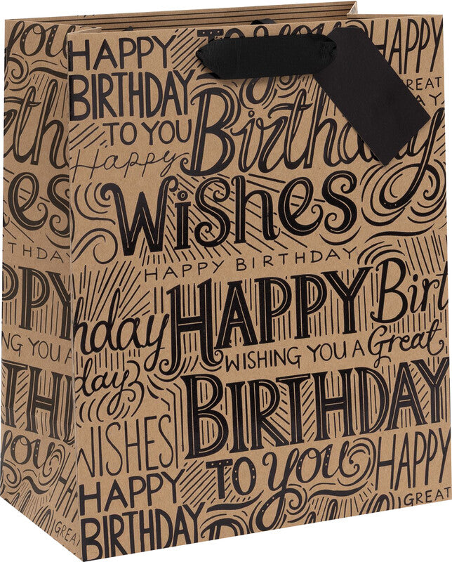 Glick Geschenktasche 'Happy Birthday' – 26 × 13,5 × 31,5 cm, Papier, mit Satinband, mehrfarbig