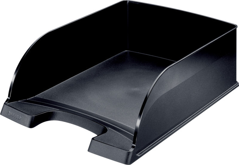 Leitz Briefkorb – mit Griffausschnitt, mit Beschriftungsfeld, matt, schwarz, B 255 × H 103 × T 357 mm