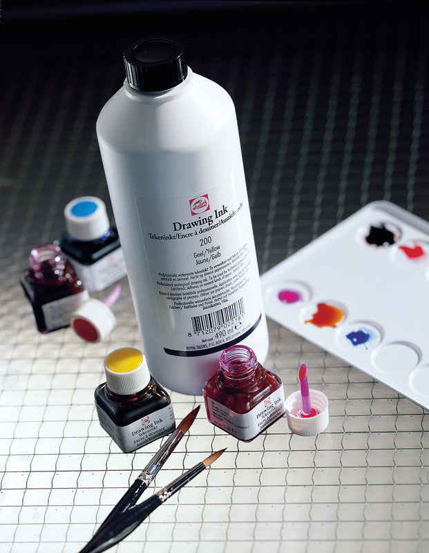 Talens Tusche – schwarz, 490 ml, für Reissfeder, Zeichenfeder & Pinsel