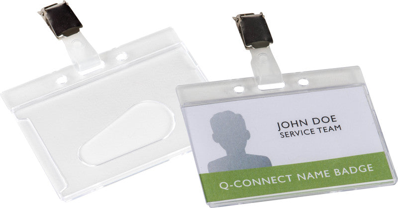 Q-CONNECT Hartbox – 85 × 55 mm, transparent, Kunststoff, für 1 Betriebsausweis, 10er-Pack
