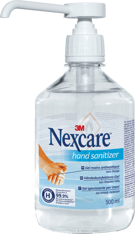Nexcare Desinfektionsgel – Kunststoff, Weiss, 500 ml, mit Pumpe, 70% Ethanol, hautverträglich