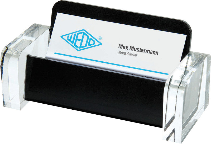 Wedo Visitenkarten-Aufsteller – Acryl, Schwarz, 115 × 50 mm – für Visitenkarten bis 90 mm Breite