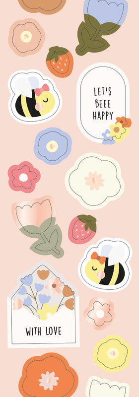 Folia Stickerrolle, Flowers & Bees – 10,5 cm × 4 m – sortiert