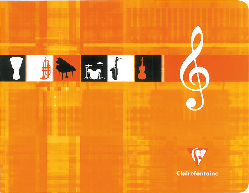 Clairefontaine Notenheft, Klammerheftung, Karton, 48 Seiten, 90 g/m² – sortiert (orange und blau)