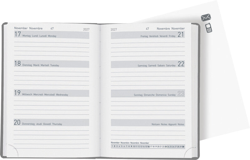 Biella Memento Trend Agenda – 1 Woche/2 Seiten, gebunden, 10,1 × 14,2 cm, 2027, Growing, FSC