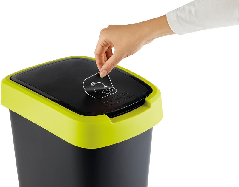 Rotho Abfallcontainer – 25 l – mit Deckel – Kunststoff, Limettengrün – B × H × T 252 × 476 × 333 mm