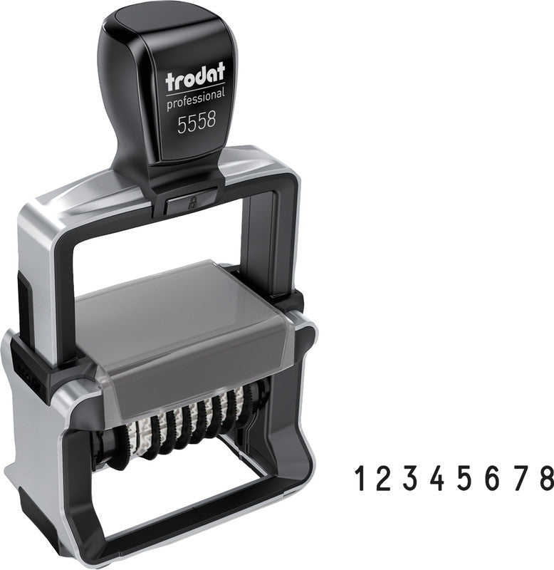 Trodat Motivstempel Professional 4.0 – Motiv: Zahlen, selbstfärbend, Metall, 40 × 4 mm