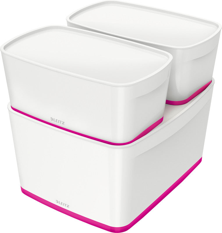 Leitz Aufbewahrungsbox – Kunststoff, weiss/pink, 31,8 × 19,8 × 38,5 cm