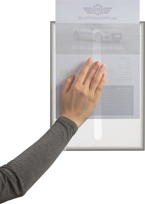 Durable Info-Rahmen – 236 × 323 mm, grau, selbstklebend, wiederablösbar, für A4