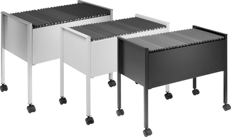Durable Economy Hängemappenwagen – für 80 Hängemappen A4, mit Rollen, 655 × 592 × 368 mm, schwarz, Stahl
