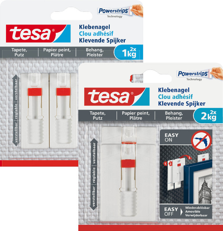 TESA Klebenagel – Kunststoff, weiss, 12 × 14 × 1,3 cm – 2er-Pack