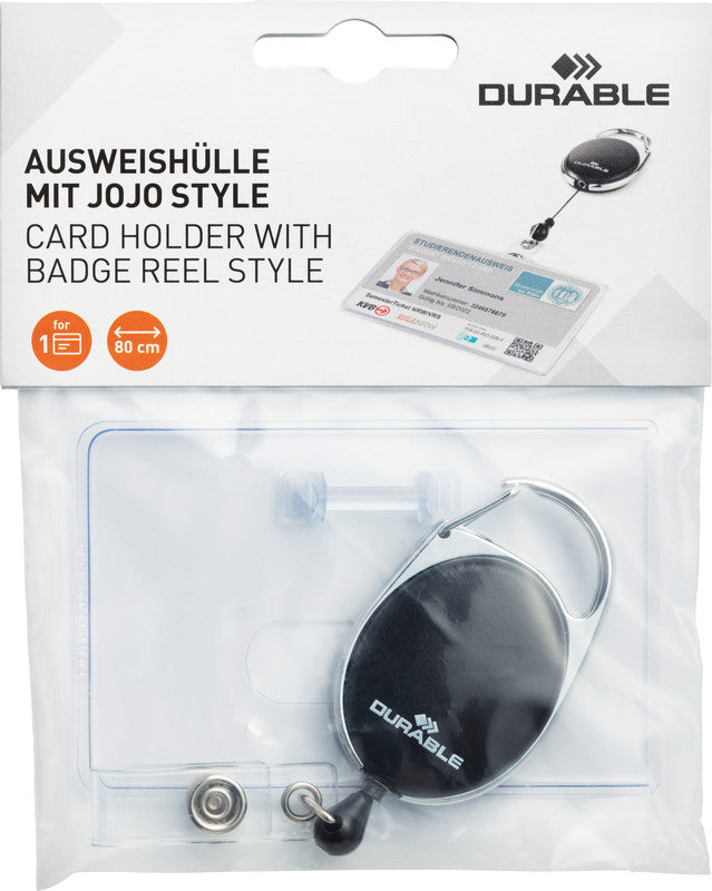 Durable Ausweishalter – für Betriebsausweise – 87 × 54 mm, Kunststoff, transparent, mit Clip – 1 Stück