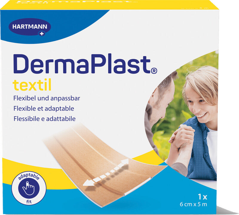DermaPlast Pflaster – hypoallergen, zuschneidbar – braun – Textil – 60 × 5000 mm