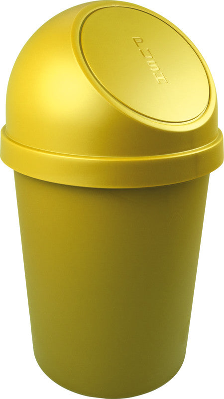 Helit Abfallcontainer The Flip – 45 l – mit Deckel – Kunststoff, Gelb – Ø 403 × H 700 mm