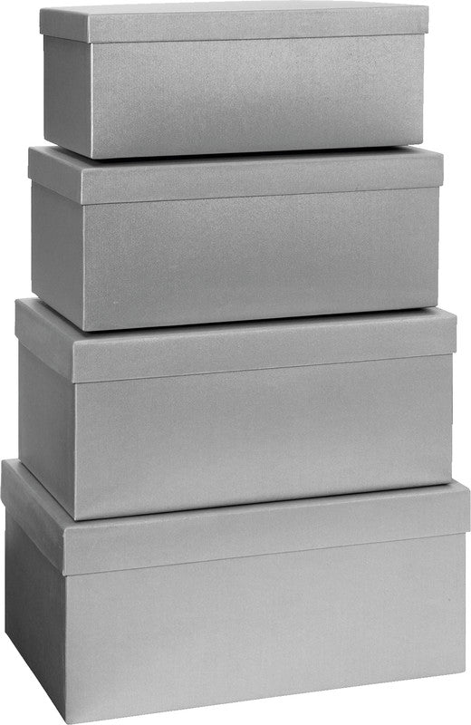 Stewo Geschenkbox – neutral, pink – 4er-Set – Strukturprägung, FSC – sortiert