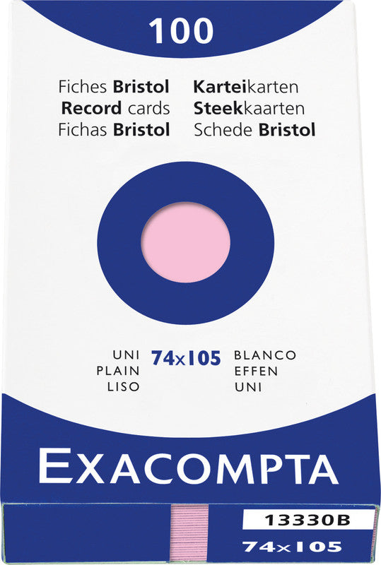 Exacompta Karteikarten A7 Querformat, Blanko, Rosa, 205 g/m², Karteikarton – 100 Stück