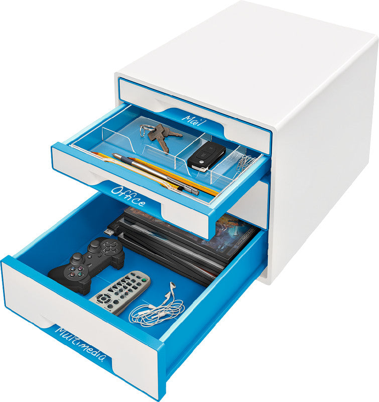 Leitz WOW Cube Aufbewahrungsbox – blau, weiss, Kunststoff (PS)